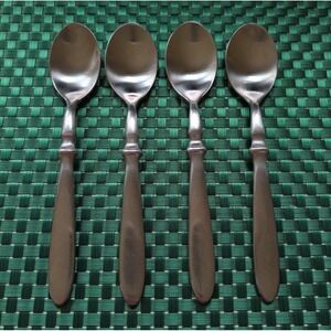 Cambridge TOWNHOUSE Teaspoons Set Lot of 4 SATIN Stainless Bistro Style VTG